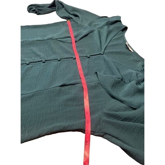 Nine west green v neck ruffle long sleeve button up blouse Xl girly career - Picture 5 of 8